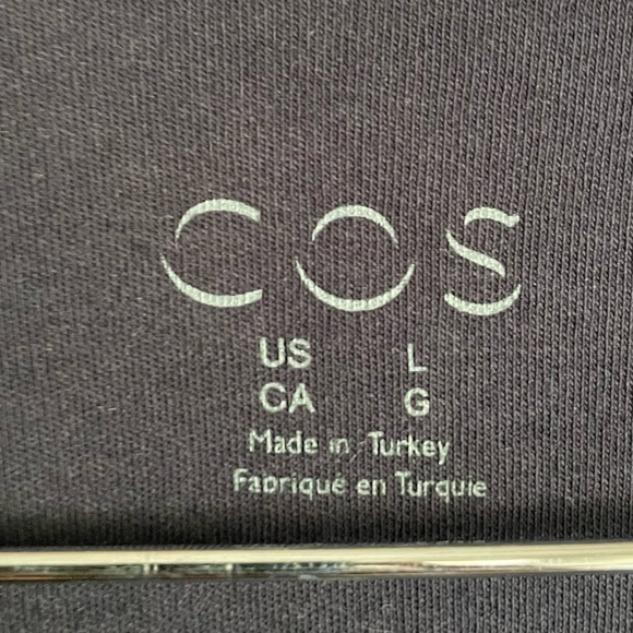 COS navy blue jersey knit faux wrap jumpsuit size large - Picture 6 of 11